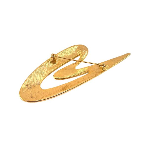 Futuristic Matte Goldtone Abstract Boomerang Shaped Modernist Unsigned Gold Tone - Picture 6 of 6